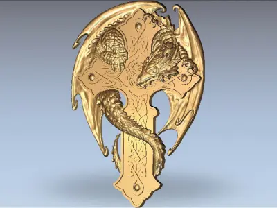 model reliefs dragon sculpture  decor exterior gold  luxurious 3D model