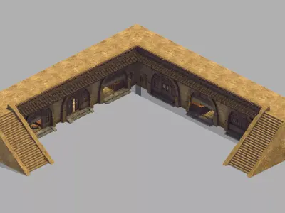 Game Mountain Building - Cave Dwelling - Stairs 3D model