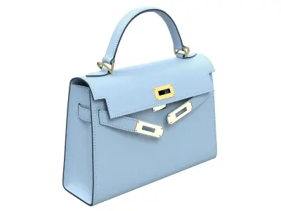 Hermes Kelly Bag Light Blue Leather Low-poly 3D model