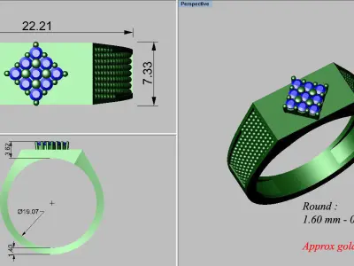 light weight gold diamond rings-C111116SKCH2025999-wt-5-10 3D print model