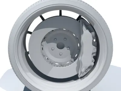  Car wheel disk tire  brake caliper and brake disk Low-poly 3D model