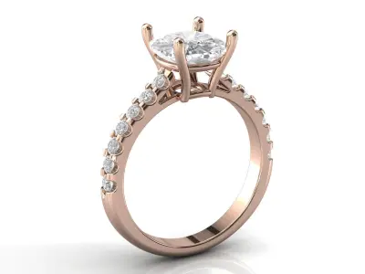 STL 3DM Print Ready Women Diamond Ring Lightweight Printable  3D print model 16