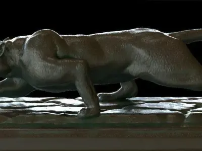 Panther Leopard Bronze Sculpture 3D model