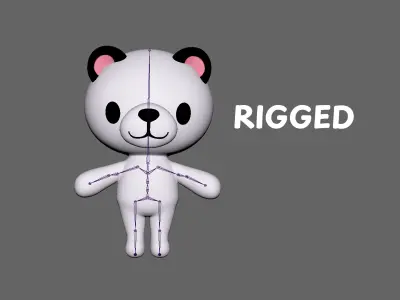 Little Panda Animated Cute 3D Models For Games And Animations  Low-poly 3D model