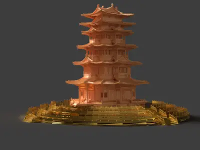 Chinese ancient tower  3D model 3
