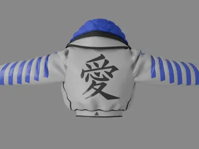 Racing Jacket with Japanese Symbol GLB FBX OBJ mtl 3D Model Low-poly 3D model