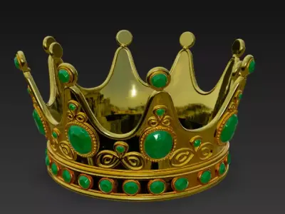 Luxury Golden Crown with Emerald Gems PBR 3D Model 3D model