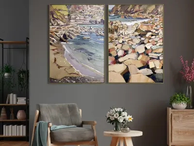 Plaster Two Photo Frame 06 Low-poly 3D model