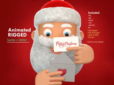 Animated Santa letter Low-poly 3D model
