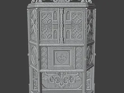 Antique Gothic Cabinet 3D print model