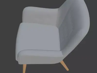 Scandinavian Grey Tufted Armchair 3D model
