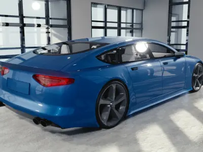 BLENDER EEVEE Brandless Mid Size 4 door coupe Low-poly 3D model