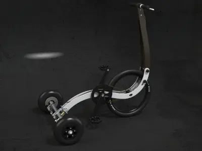 Halfbike tricycle with wheels 3D model