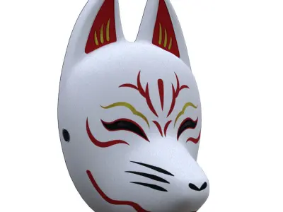 Japanese Fox Mask 3D Model Low-poly 3D model