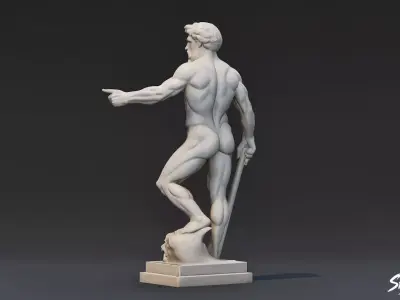Heracles Statue Low-poly 3D model