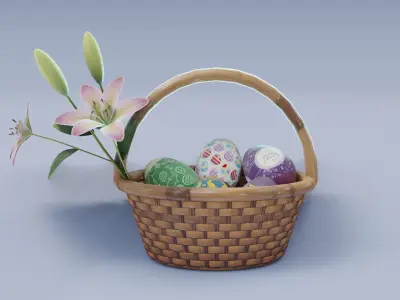 Easter Basket 3D Model Low-poly 3D model