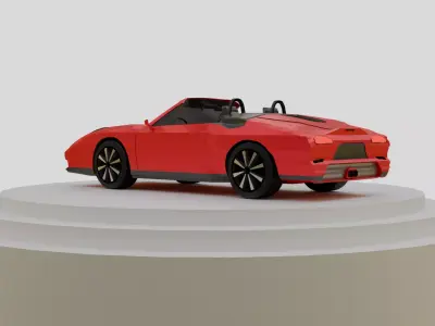 Low Poly Red Sports Car Low-poly 3D model
