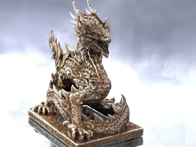 Asian Dragon set with Wall design 3D model