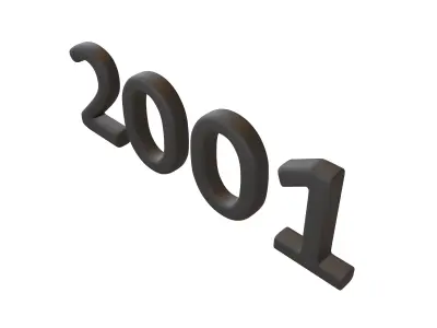 Year Number 2001 v1 001 Low-poly 3D model