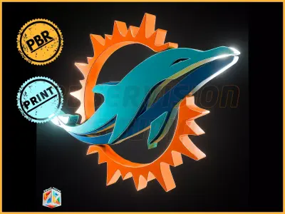 Miami Dolphins logo - Cinematic - 3D print 3D model