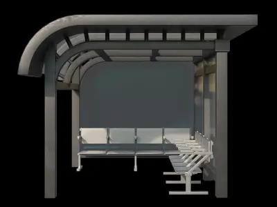 Game Ready Bus Stop 21 Low-poly 3D model