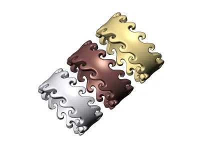 Double wave pattern band US sizes 7 8 9 3D print model