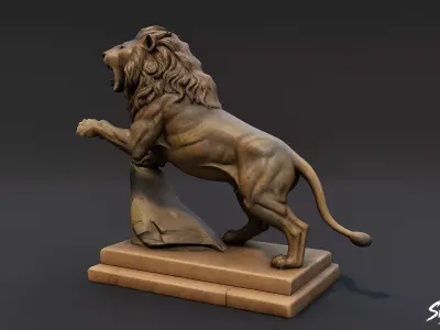 Lion Statue V10 Low-poly 3D model