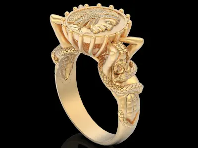 Girl snake Indian ring gold printable jewelry 3D print model