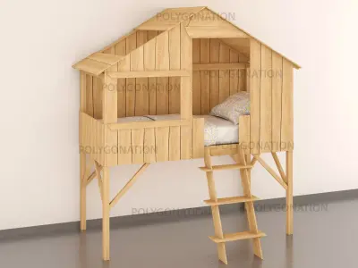 children cabin bed 9 3D model