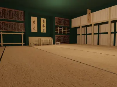 Kung-Fu Hall Low-poly 3D model