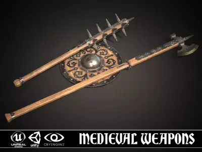 Medieval weapons set01 3D Model Collection