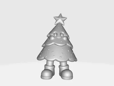Cute Christmas Tree Character Figurine Festive Holiday 3D print model