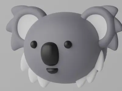 Cartoon Cute Koala Head 3D model