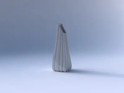 Vase top bent rectangle with smooth vertical ribbons  3D print model