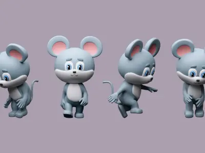 Cartoon character animals Low-poly 3D model