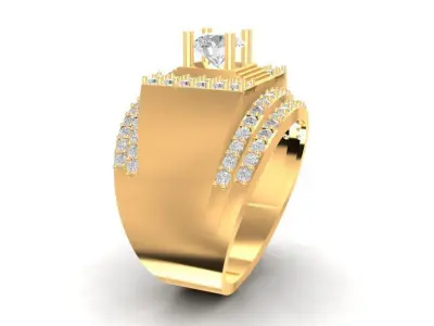 Luxury Square Halo Diamond Ring for Men 589 3D print model