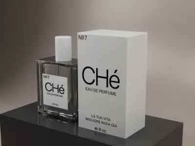 Perfume bottle and packaging  3D model