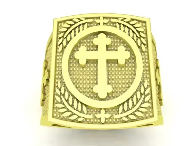 Christian Cross Gold Ring Jewelry 3D Model  3754 3D print model