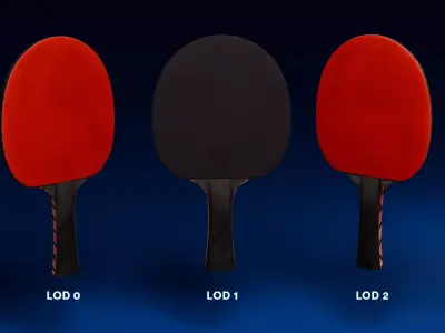 Ping Pong Racket Low-poly 3D model