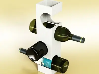 Wine Rack 6 and 2 Wine Bottles 3D model