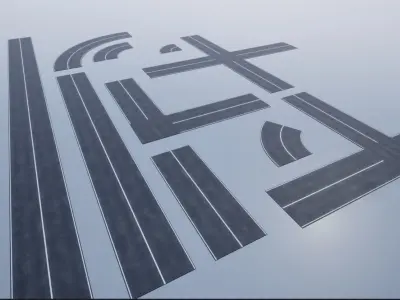 Modular Road Pack PBR  Low-poly 3D model