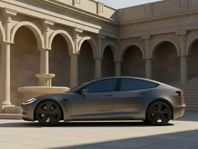 Futuristic Tesla Electric Car  Low Poly 3D Model Low-poly 3D model