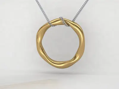 Golden Flow Organic Pendant Jewelry 3D Model 3D print model