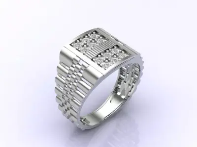 Print Ready STL 3DM  Gents Rings Diamond Men Ring  3D print model 160