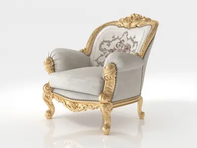 Exquisite handcarved armchair by Modenese 3D model