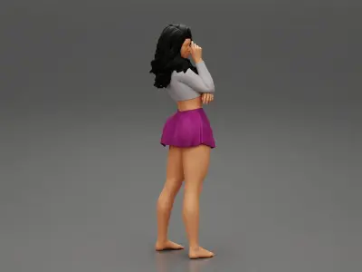 Beautiful woman in short mini skirt 3D print model