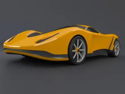 Yellow toy car concept 3D print model
