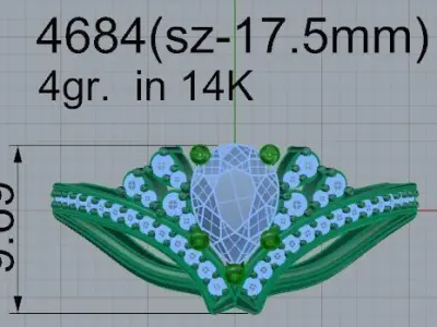 Pear Cut Unique Ring 4684 3D print model