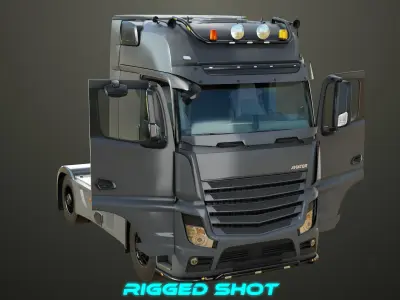 Generic Heavy Truck Chassis 03 with Interior All PBR Textures Low-poly 3D model
