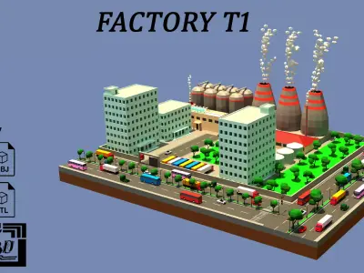 Factory T1 Low-poly 3D model